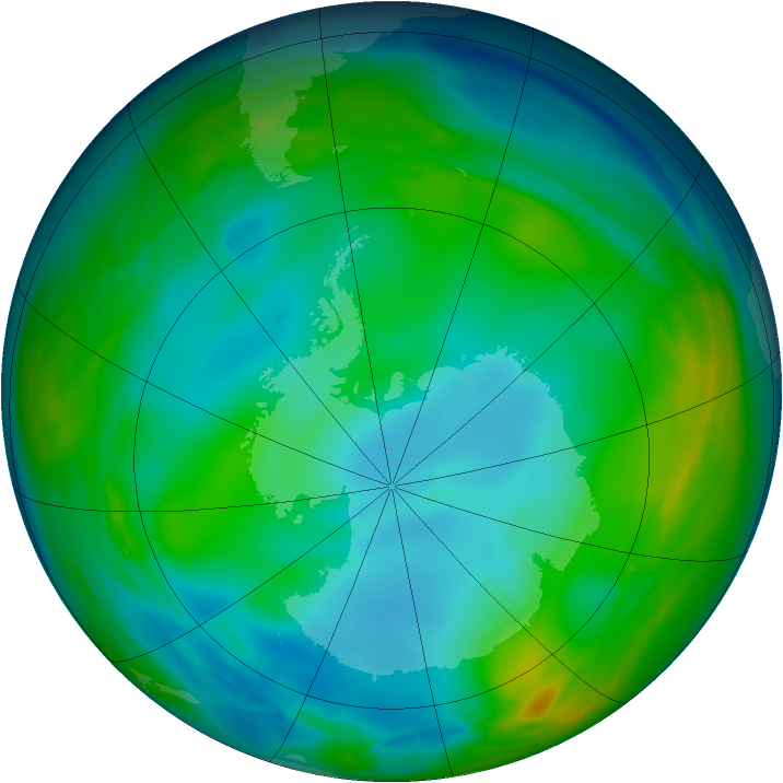 Antarctic ozone map for 14 June 2005